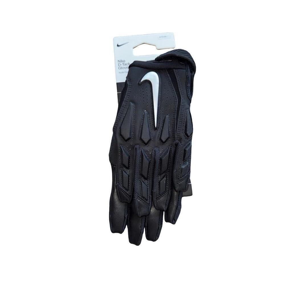 Nike D-TACK Youth Lineman Black Padded Football Gloves Youth Small
